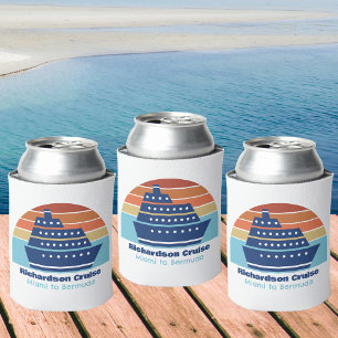 Cool Cruise Ship Family Trip Sunset Personalised Can Cooler