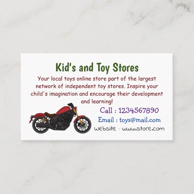 Cool cruiser style motorcycle business card (Front)