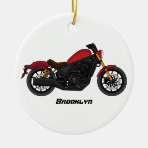 Cool cruiser style motorcycle ceramic ornament
