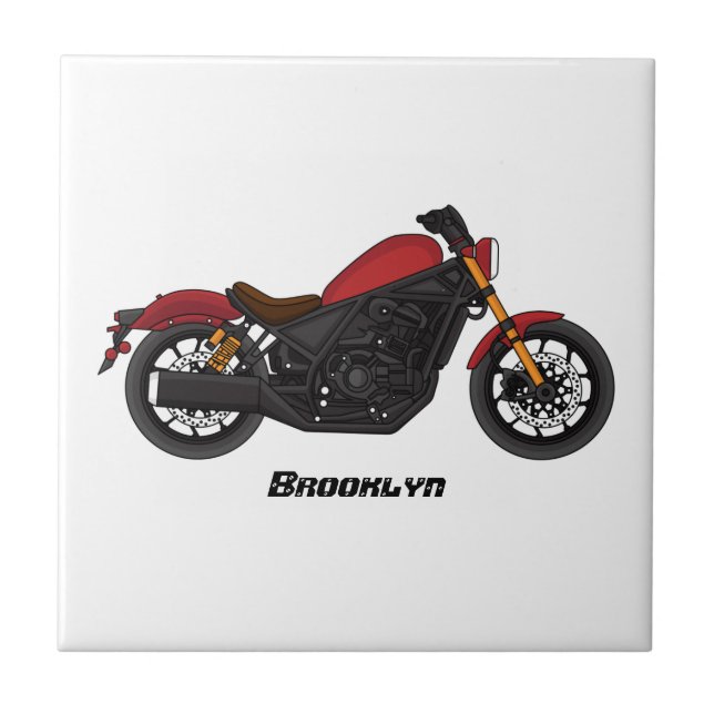 Cool cruiser style motorcycle ceramic tile (Front)