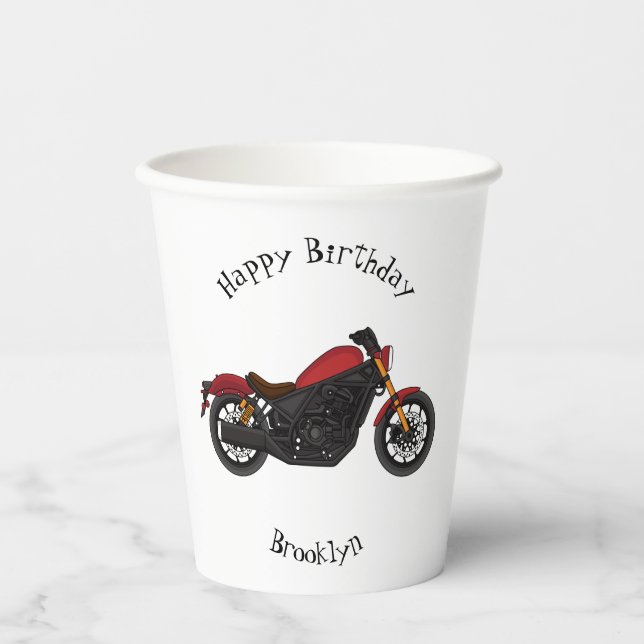 Cool cruiser style motorcycle  paper cups (Front)