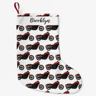 Cool cruiser style motorcycle small christmas stocking