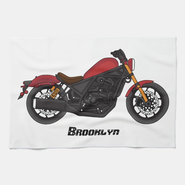 Cool cruiser style motorcycle tea towel (Horizontal)