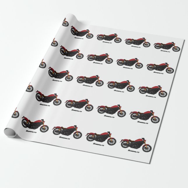 Cool cruiser style motorcycle wrapping paper (Unrolled)