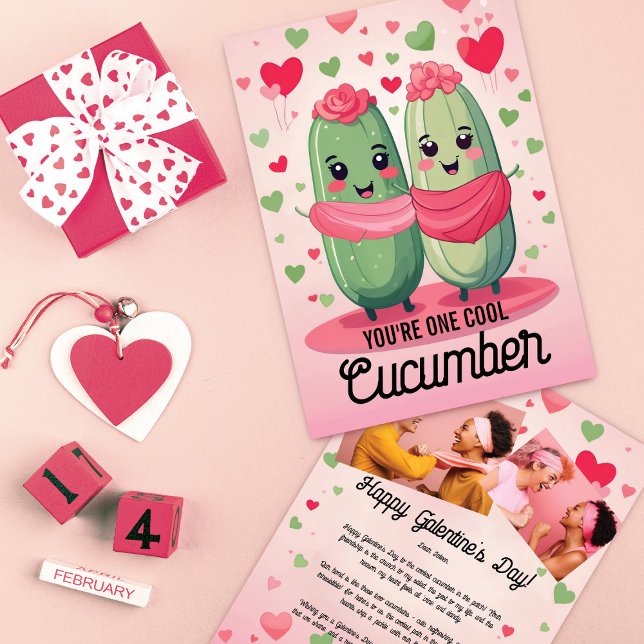 Cool Cucumber Friendship Galentine's Day Holiday Card (Creator Uploaded)