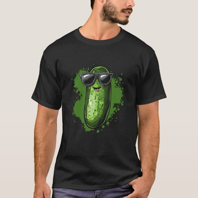 Cool Cucumber With Sunglasses T-Shirt (Front)