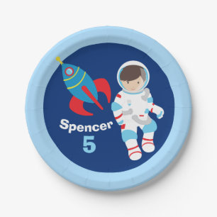 Cool Custom Astronaut Outer Space Kids Birthday Paper Plate