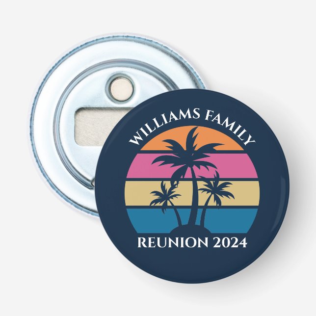 Cool Custom Beach Party Blue Palm Trees Bottle Opener (Front)