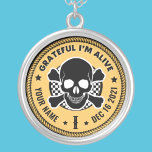 Cool Custom NA Recovery Skull Medallion Keytag  Ke Silver Plated Necklace<br><div class="desc">Our Addiction Recovery Medallion Keychains are a perfect way to recognise a Sobriety Birthday or Recovery Anniversary because they offer something that mass produced medallion keychains just can't... the option to personalise! Make them feel unique and appreciated by giving personalised. Add any name, recovery date and length of sobriety! Designed...</div>