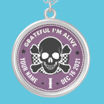 Cool Custom NA Recovery Skull Medallion Keytag  Ke Silver Plated Necklace<br><div class="desc">Our Addiction Recovery Medallion Keychains are a perfect way to recognise a Sobriety Birthday or Recovery Anniversary because they offer something that mass produced medallion keychains just can't... the option to personalise! Make them feel unique and appreciated by giving personalised. Add any name, recovery date and length of sobriety! Designed...</div>
