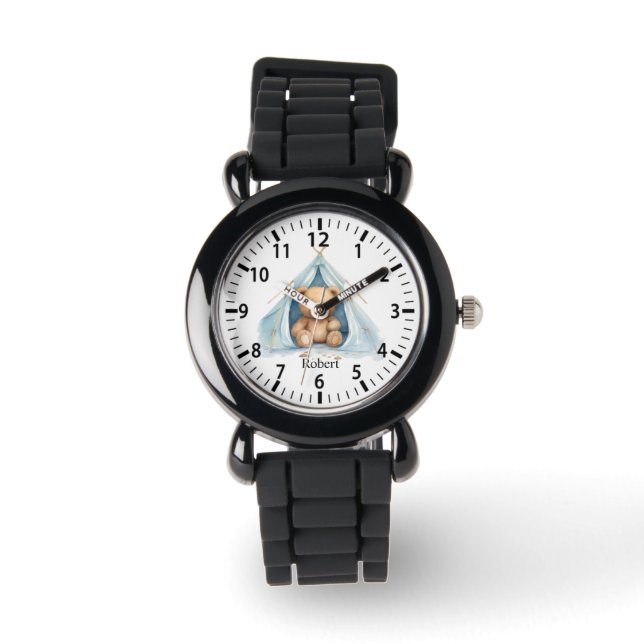 Cool Custom Name Camping Bear Watch (Front)
