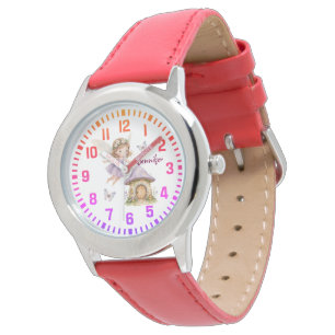 Cool Custom Name Purple Fairy and Butterflies Watch