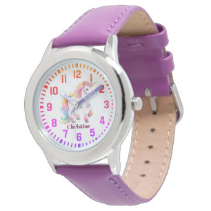 Cool Custom Name Rainbow Unicorn Watch