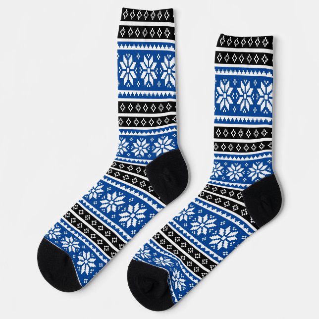 Cool custom Nordic snowflake pattern men's socks (Left)