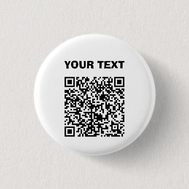 COOL! 😎 Custom QR Code Button Personalised Text (Front)