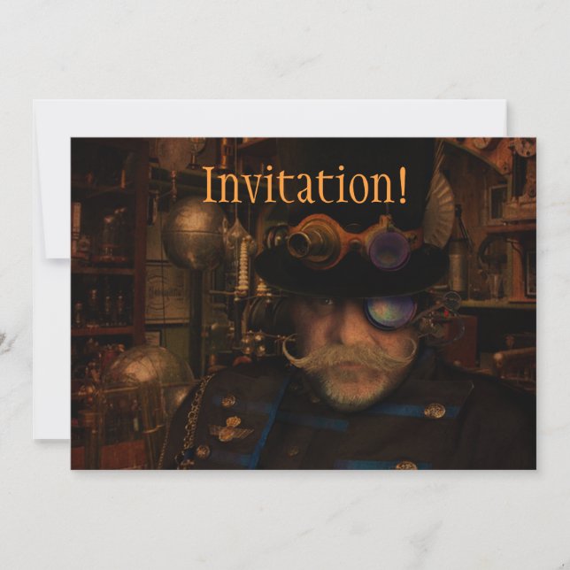 Cool Custom Steampunk Fantasy Captain Sean Invitation (Front)