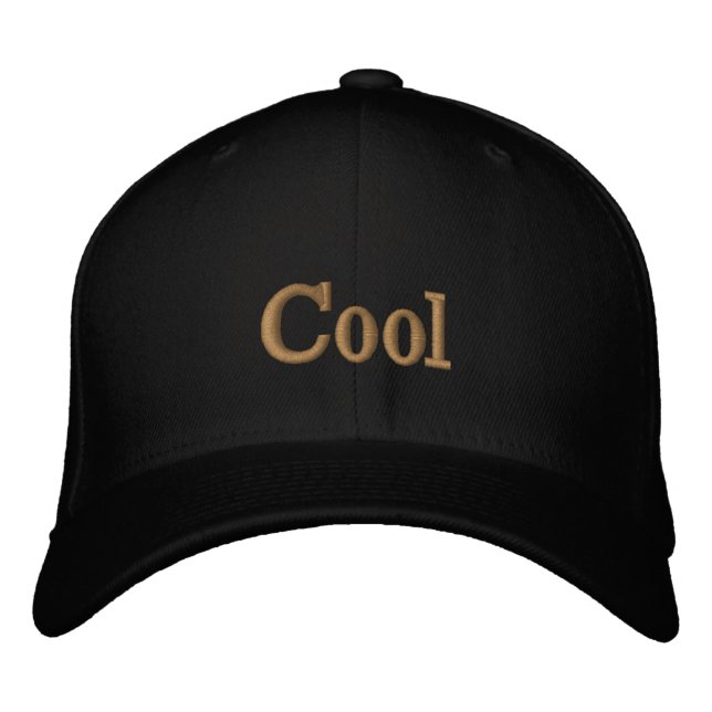 Cool Custom Text Black Flexfit Wool Stylish Visor Embroidered Hat (Front)