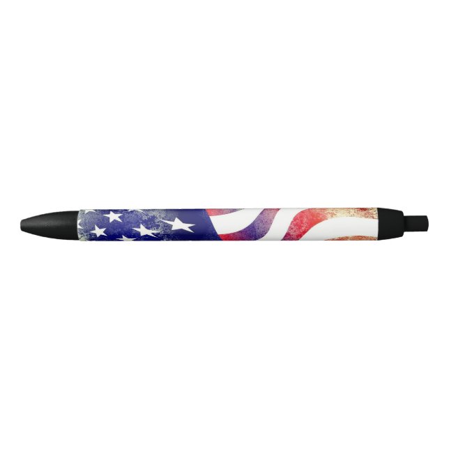 Cool Custom Text/Colour USA Flag Memorial Patrioti Blue Ink Pen (Front)