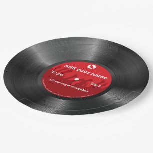 Cool custom text vintage or retro vinyl record, paper plate