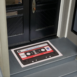 Cool custom vintage retro music cassette tape, doormat