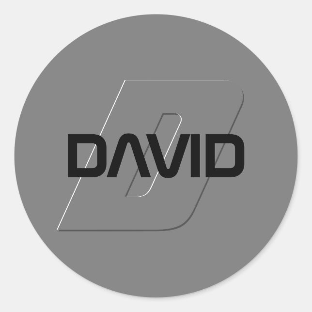 Cool Customisable Name & Monogram Classic Round Sticker (Front)
