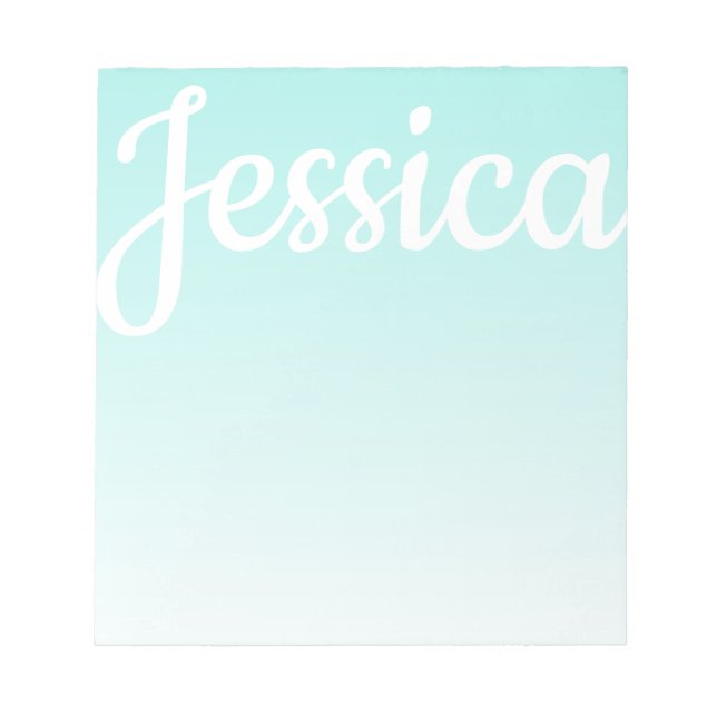 Cool Customisable Teal Gradient Ombre Your Script Notepad (Front)
