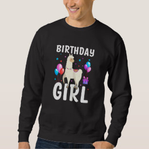 Cool Cute Alpaca Llama Balloons Girls Birthday Par Sweatshirt