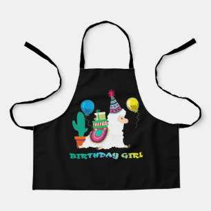 Cool Cute Alpaca Llama Cactus Girls Birthday Apron