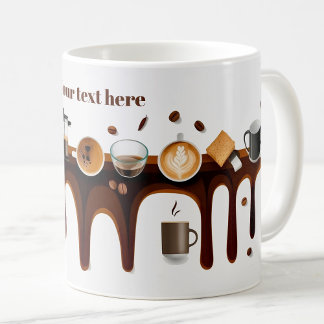 Cool cute array of coffee drinks personalised text mug