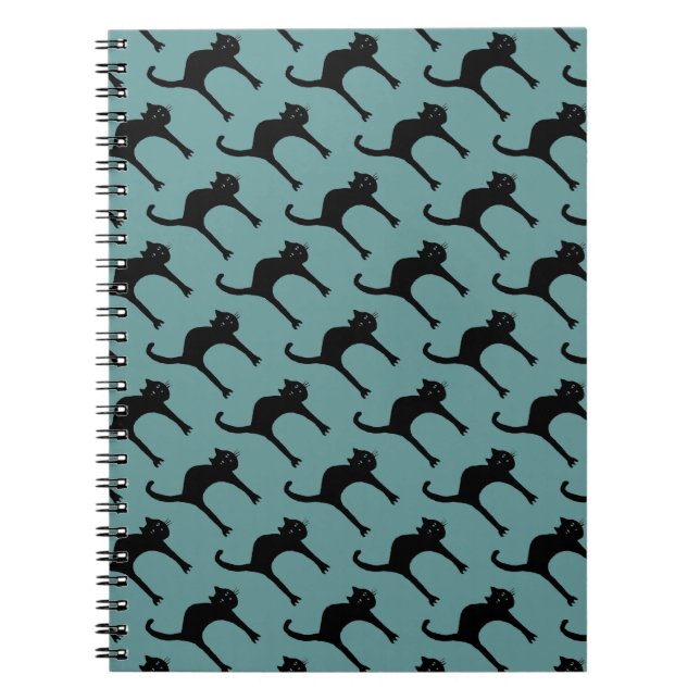 cool cute black cat pattern notebook (Front)