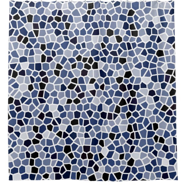 Cool Cute Blue Geometric Pattern Shower Curtain (Front)