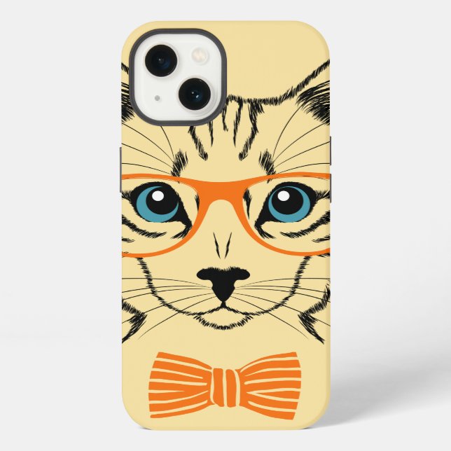 Cool Cute Cat Hipster iPhone Case (Back)