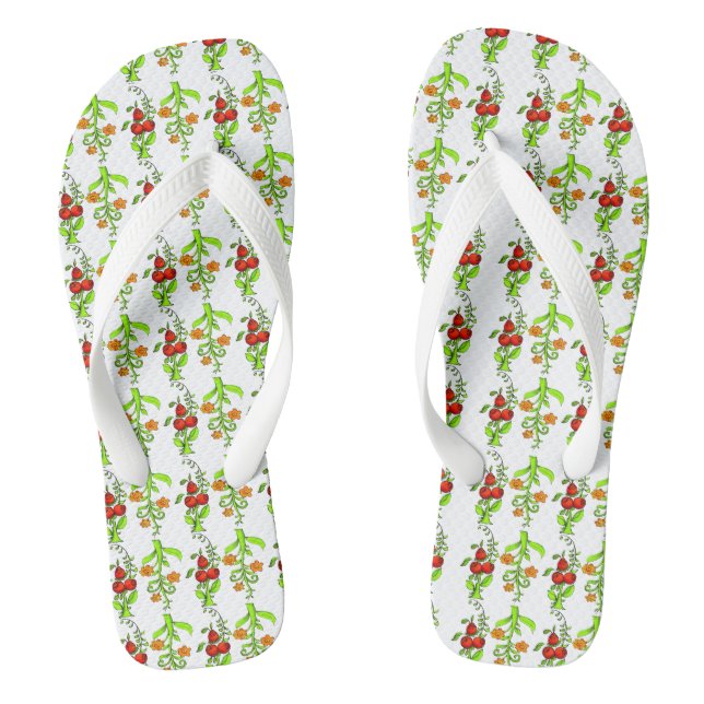Cool Cute Colourful Russian Pattern White Khokhlom Thongs (Footbed)