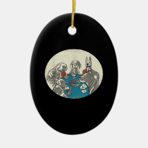 Cool Cute Dogs Playing Cards Poker Texas Holdem Ceramic Ornament