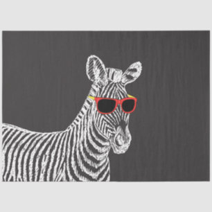 Cool cute funny zebra white sketch with glasses tissue paper