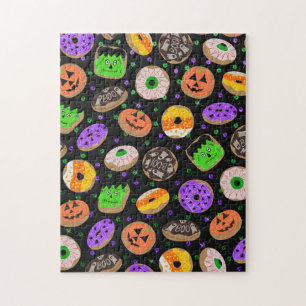 Cool Cute Glitter Confetti Doughnuts Halloween Jigsaw Puzzle
