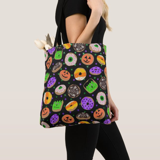 Cool Cute Glitter Confetti Doughnuts Halloween Tote Bag (Close Up)