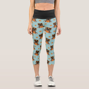Cool cute Halloween bear pumpkin pattern Capri Leggings