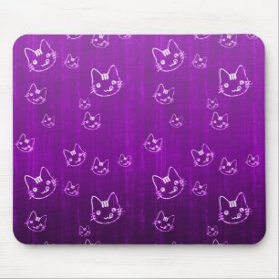 Cool cute japanese purple kitty cat neko pattern mouse pad