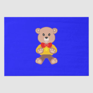 Cool Cute Little Bowtie Teddy Bear on Blue  Tissue Paper