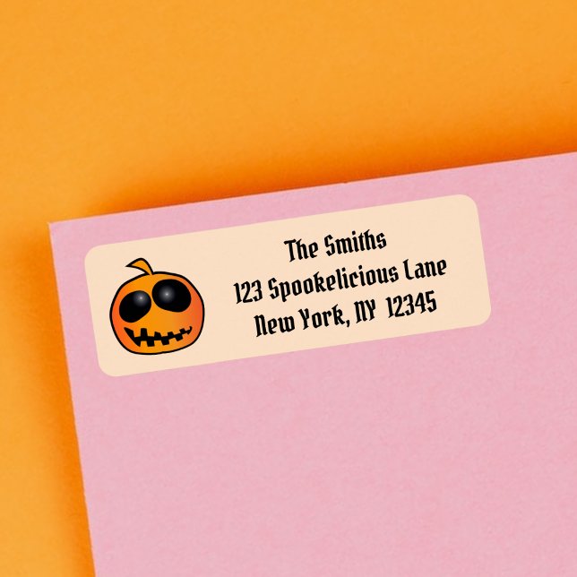 Cool Cute Orange Halloween Pumpkin Return Address Label (Creator Uploaded)