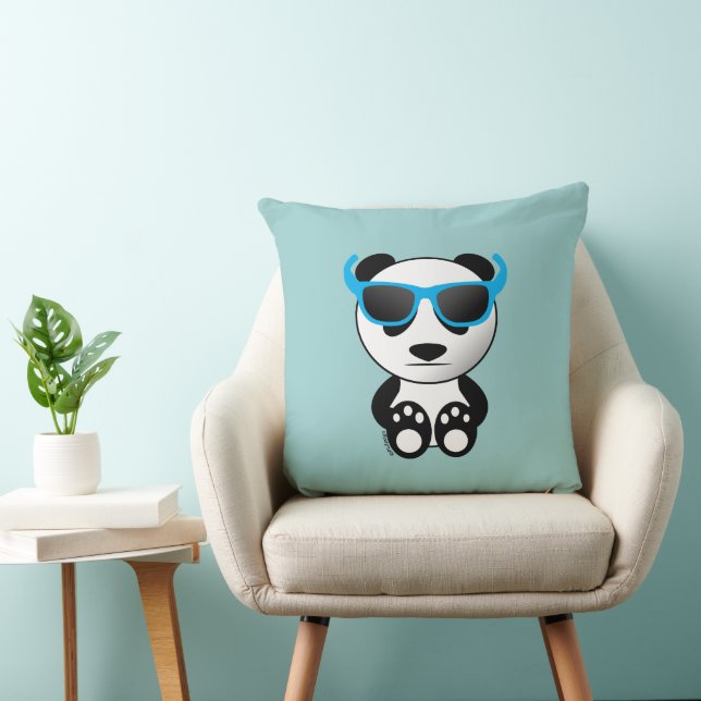 Cool cute panda bear with Blue sunglasses PLdesign Cushion (Chair)