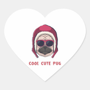 Cool Cute Pug Heart Sticker