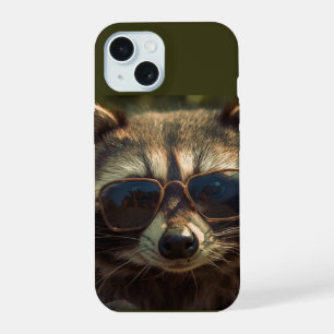 Cool Cute Raccoon in Glasses Animal Humor Art iPhone 15 Case