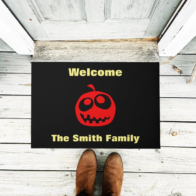 Cool Cute Red Halloween Pumpkin Door Mat (Creator Uploaded)