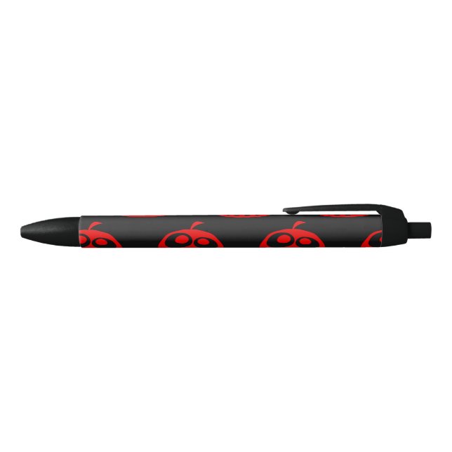 Cool Cute Red Halloween Pumpkin Pattern Black Ink Pen (Top)