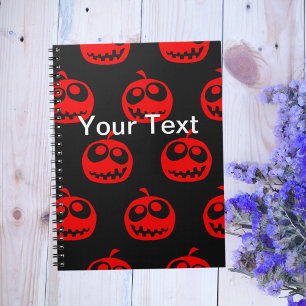 Cool Cute Red Halloween Pumpkin Pattern Notebook