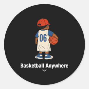 Cool Cute Sketll Anywhere With A Sketll Kid Player Classic Round Sticker