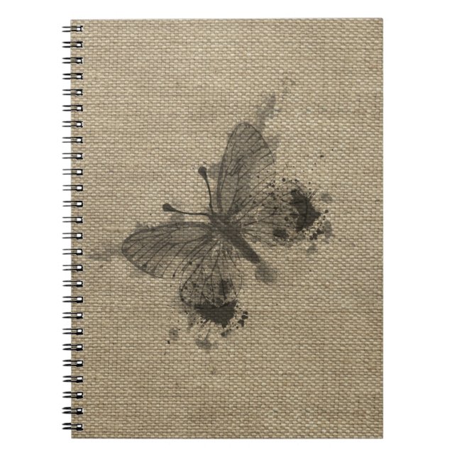Cool cute trendy grey splatters vintage butterfly notebook (Front)