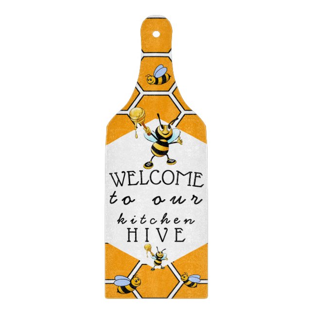 Cool & Cute Welcome To Our Kitchen Bee Hive Cutting Board (Front)